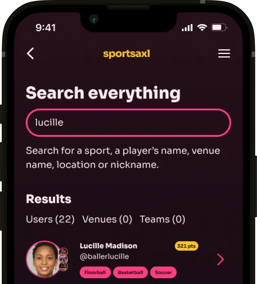 Profile screenshot in Sportsaxl